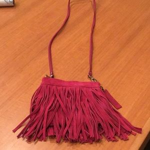 Gap Fuchsia Suede Fringe Crossbody
